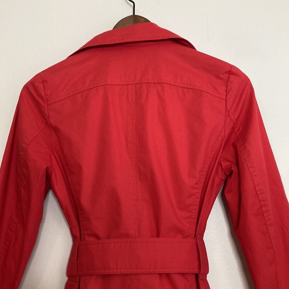 Smythe Jacket Womens 2 Red Cotton Short Trench White Buttons Classic Designer - Picture 5 of 16